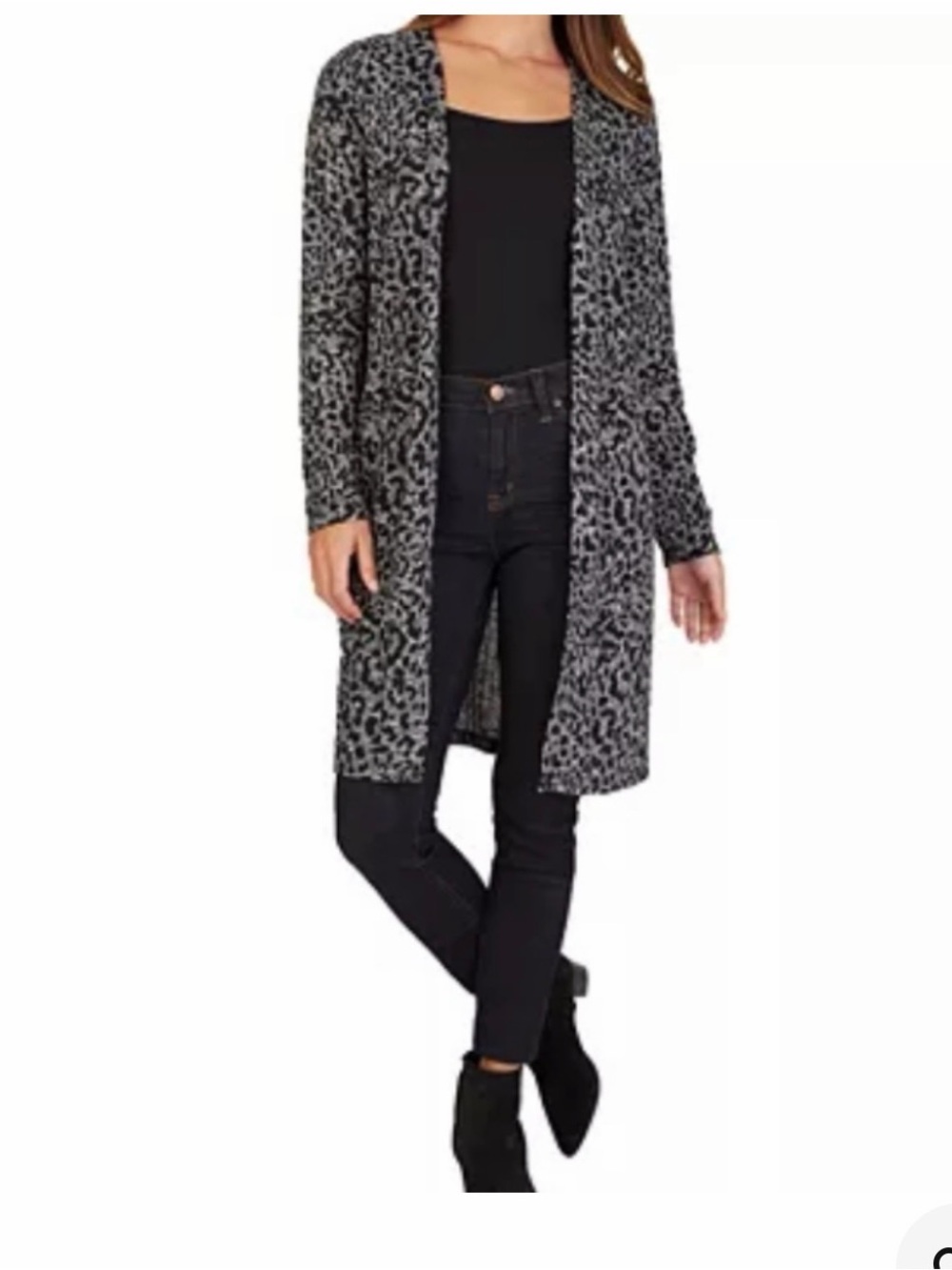 BCX Cheetah Print Midi Cardigan